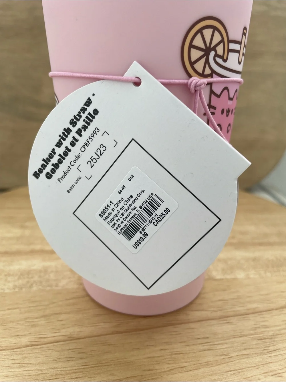 SALE! NWT Kids Pink Travel Cup with Mint Lid - Breakfast Club Pusheen The Cat 7”